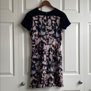 Club Monaco Black and Pink Abstract Mini Dress